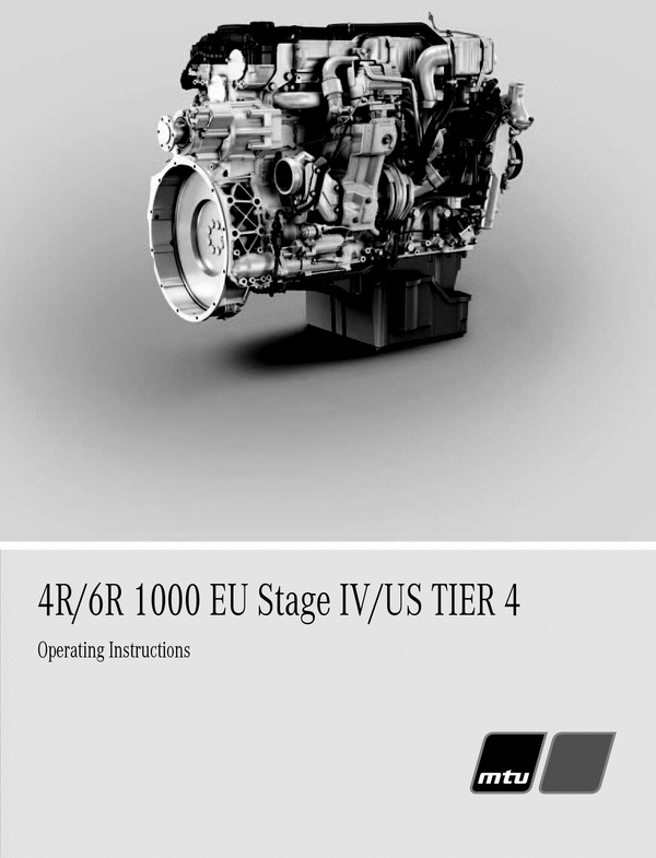 Product picture MTU 4R / 6R 1000 EU Stage IV / US TIER 4 Operating Instructions Manual