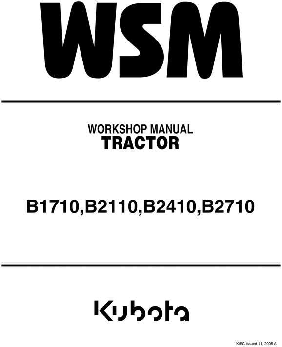 Product picture Kubota B1710 B2110 B2410 B2710 Service Workshop Manual