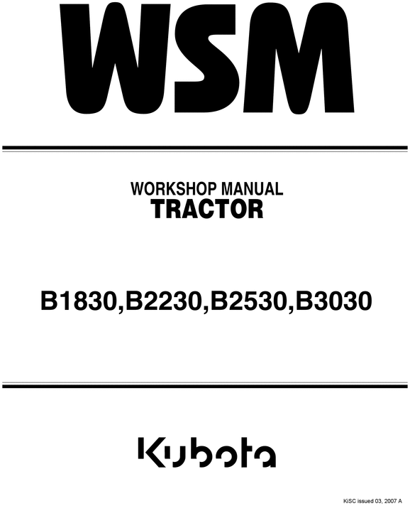 Product picture Kubota B1830 B2230 B2530 B3030 Tractor Service Repair Workshop manual INSTANT DOWNLOAD 