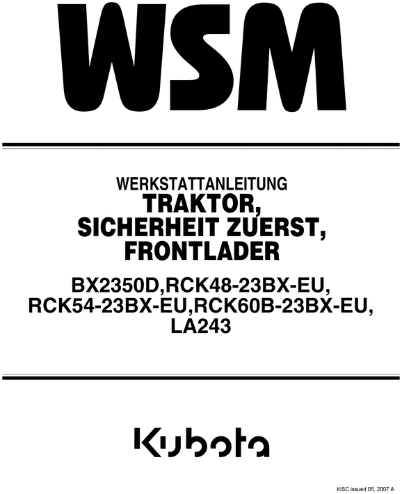Product picture Kubota Tractor BX2350D Rotary Mower RCK Front Loader LA243 WSM DOWNLOAD(GERMAN)