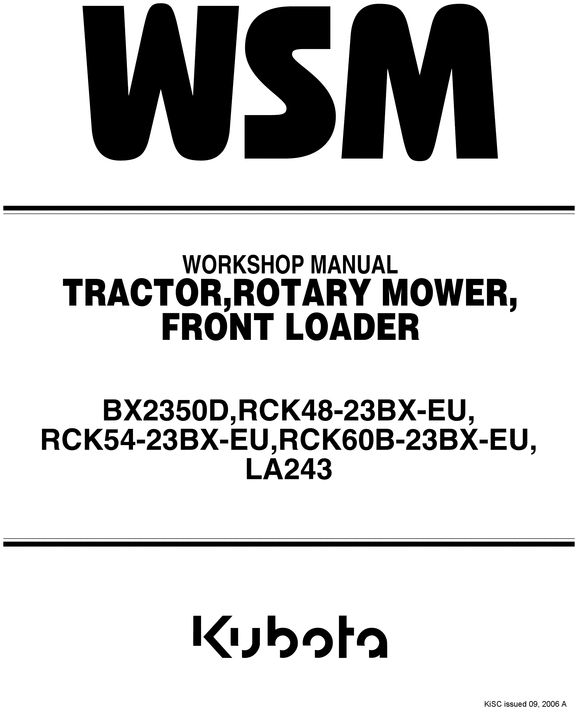 Product picture Kubota Tractor Rotary Mower Front Loader  Service Manual