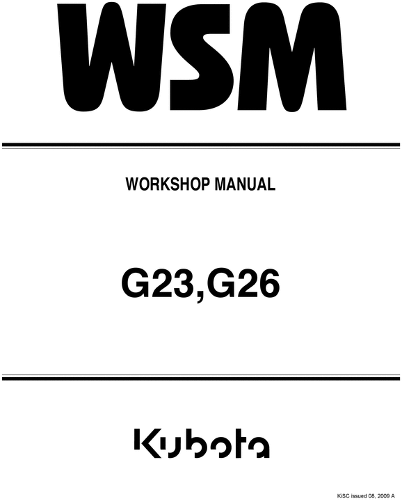 Product picture Kubota G23 G26 Mower Service Repair Workshop Manual 