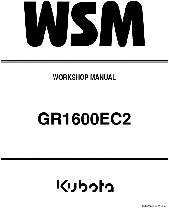 Product picture Kubota GR 1600 Workshop Service Repair Manual download