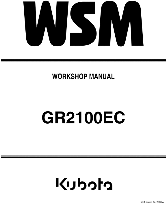 Product picture Kubota Lawnmower GR 2100 Workshop service repair manual