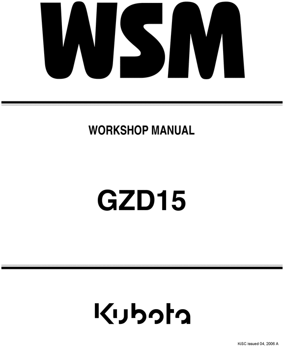 Product picture Kubota GZD15 (GZD15-LD, GZD15-HD) Zero Turn Mower Service Manual DOWNLOAD