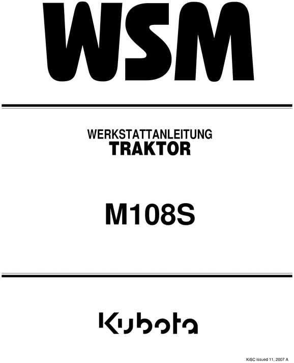 Product picture KUBOTA Tractor M108S Workshop Service Manual (GERMAN)