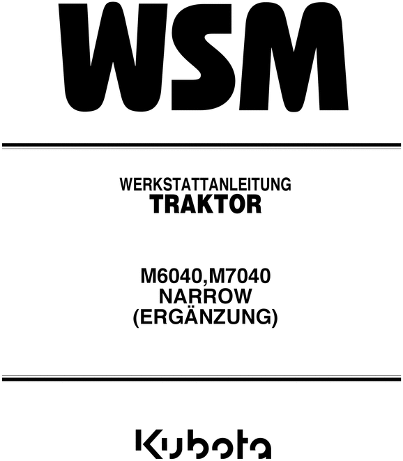 Product picture Kubota M6040 M7040 Narrow Service Workshop Manual(GERMAN)